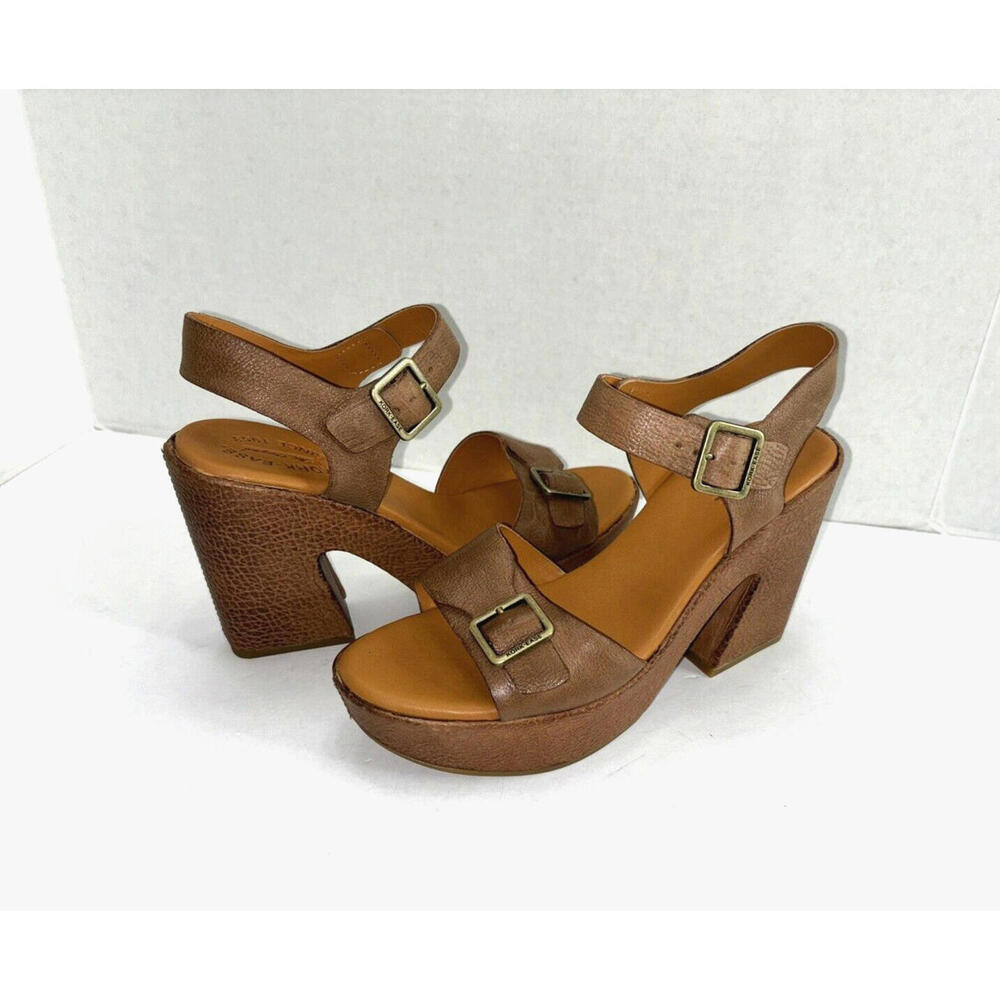 Kork-Ease Kenora Women's Leather Strap Sandal Platform Chunky Y2K Heels Size 10M
